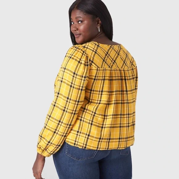 Lane Bryant Classic Crew Neck Tie-Hem Popover Blouse Size 7X 38/40 Plaid NEW - Picture 2 of 8
